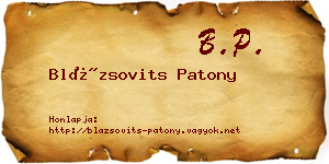Blázsovits Patony névjegykártya